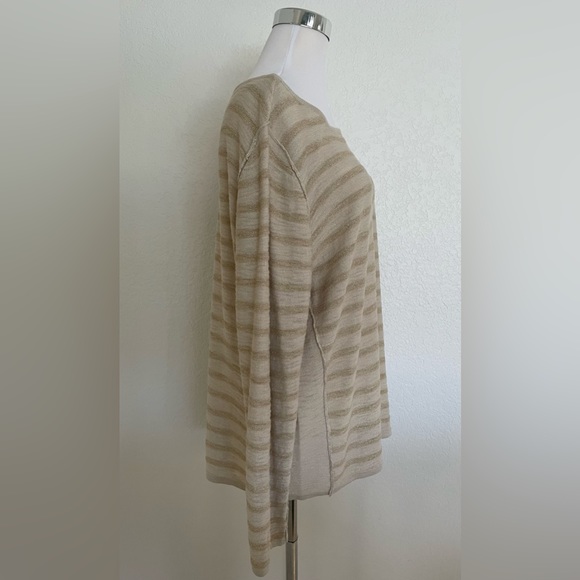 NWT Chico's 3 (XL) Beige Glitzy Stripe Peyote Champagne Pullover Sweater 79984 - Picture 4 of 12